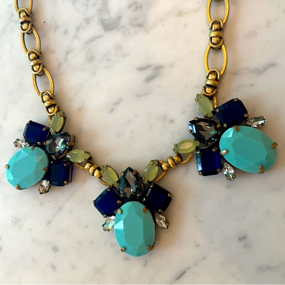 J Crew Necklace Multi Color Faux Gem and Rhinestone 18 inch Statement - Picture 6 of 12